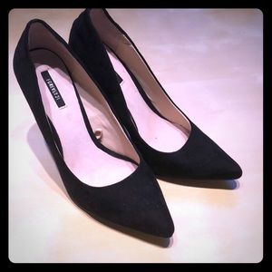Forever Black Suede Heels. Size 8.